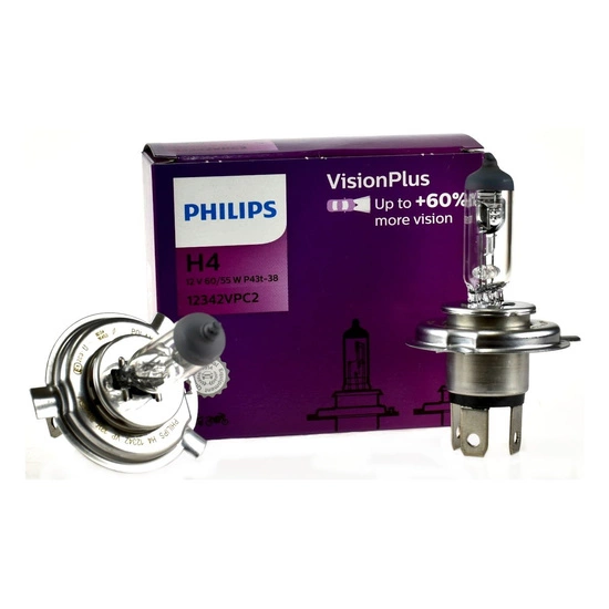 Żarówka samochodowa Philips H4 VisionPlus +60% kartonik 2szt